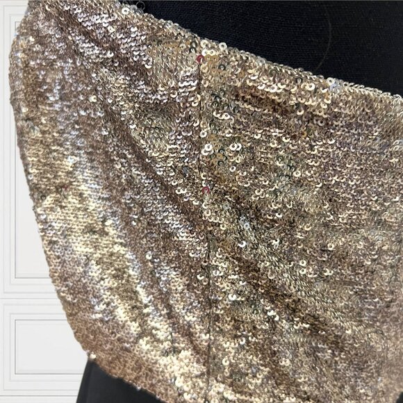 Line & Dot Strapless Bodycon Mini Sequin Dress Colorblock Party Shift Holiday - Picture 10 of 11